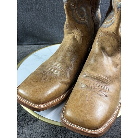 Old West Men\'s Size 13 D Broad Square Toe Western Work Boots Burnt Dark Brown main image 5